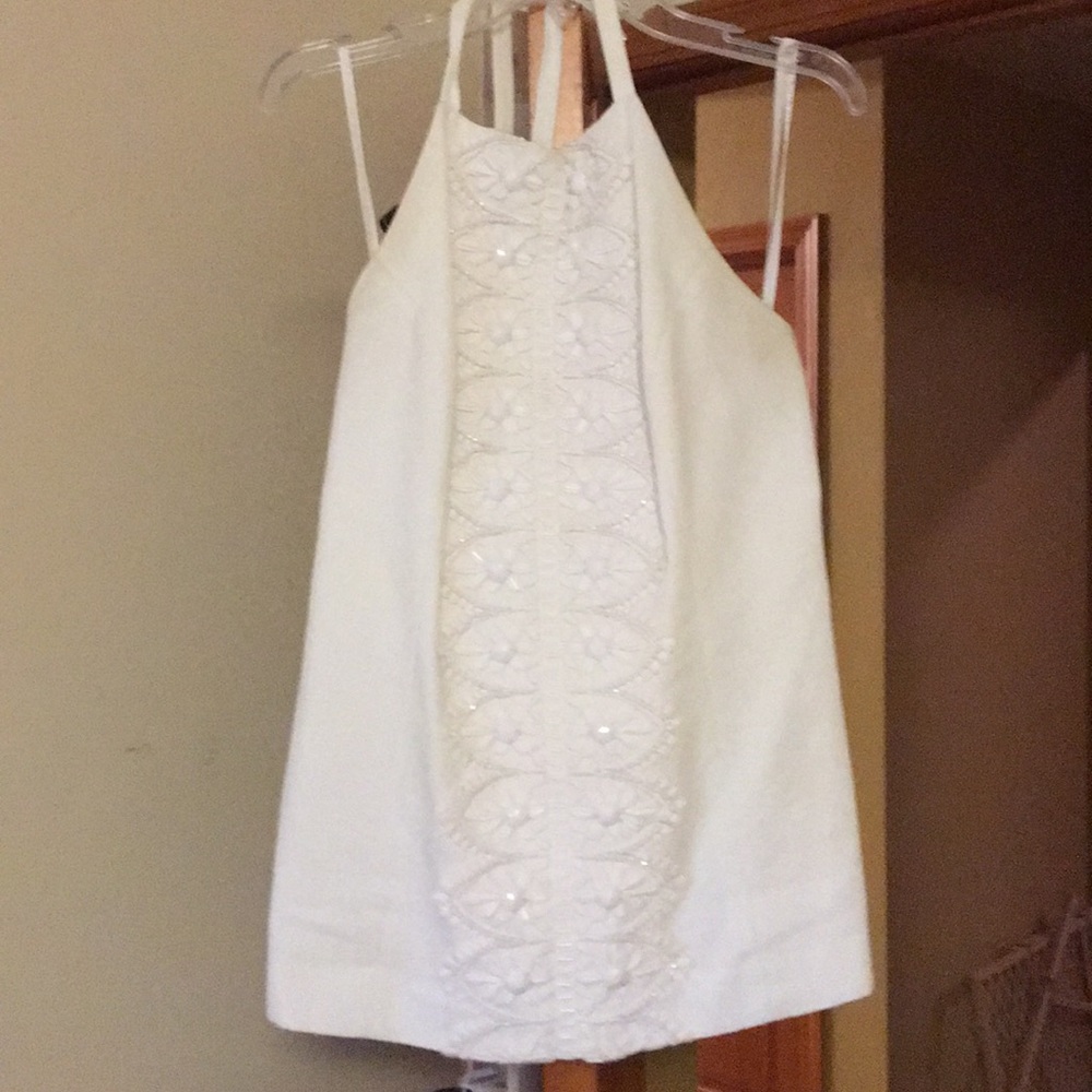 Lilly Pulitzer White Beaded Annabelle Halter Top
